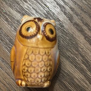 Darling Owl Salt or Pepper Shaker 3” Pottery Earth Tones